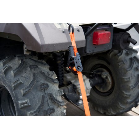 Keeper 15'X1" Ratchet Tie-Down, Org, S-Hooks, 500Lbs WLL, PK2 45518